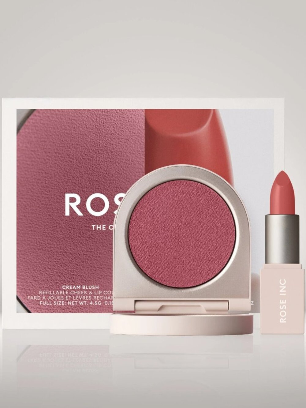 ROSE INC The Cream Color Lip & Cheek Set satin lipstick POETIC & blush HIBISCUS